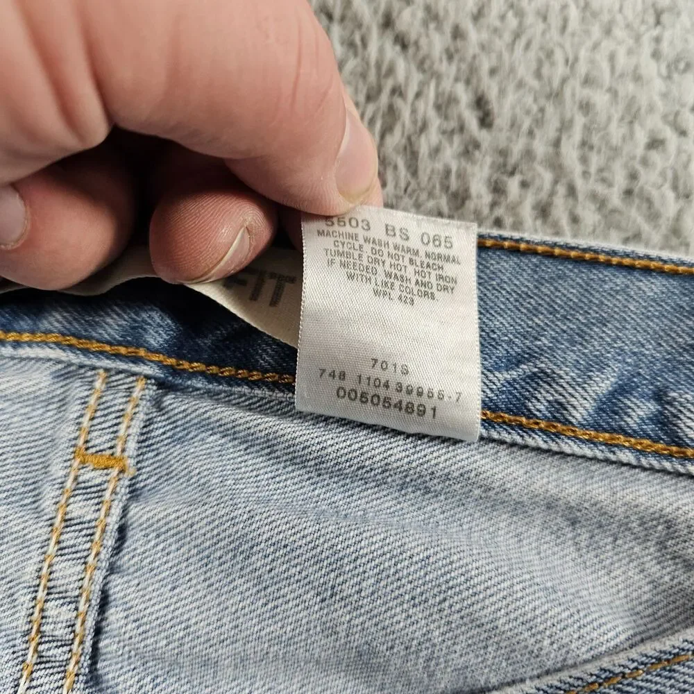 Levis 505 Jeans Mens 38x28 Blue Denim Regular Straight Grunge Y2K Vintage Casual